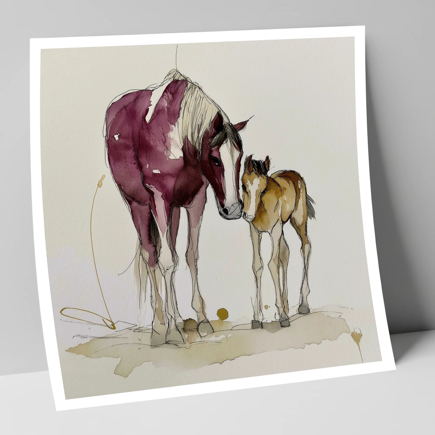 Painted Bond mare & foal art print