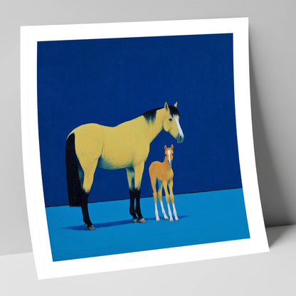 Striking Bonds in Blue mare & foal art print
