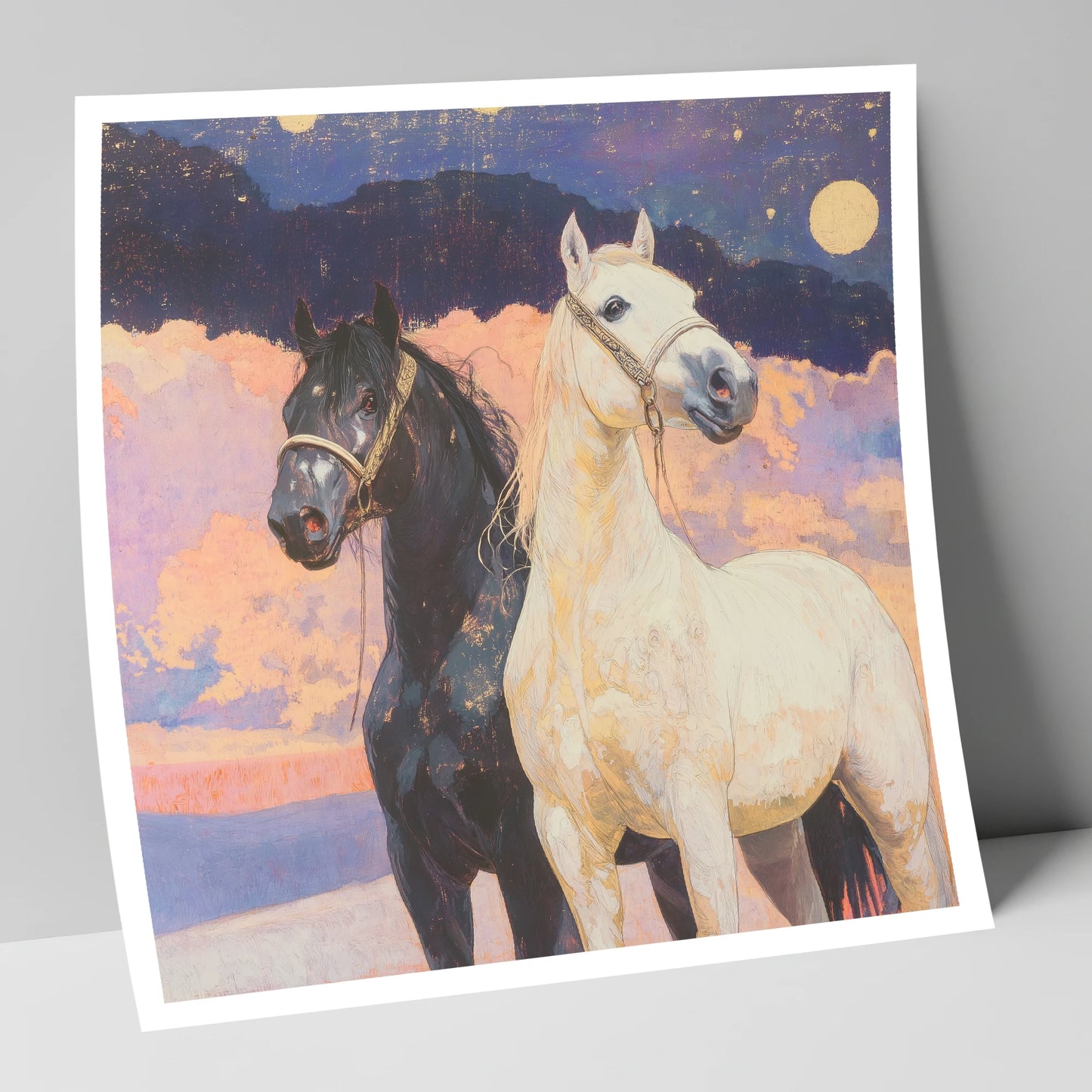 Midnight and Dawn horse landscape art print