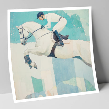 Teal Ascent show jumping horse art print