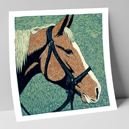 Bold Chestnut Profile horse portrait art print