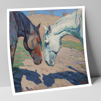 Sunlit Companions horse portrait art print
