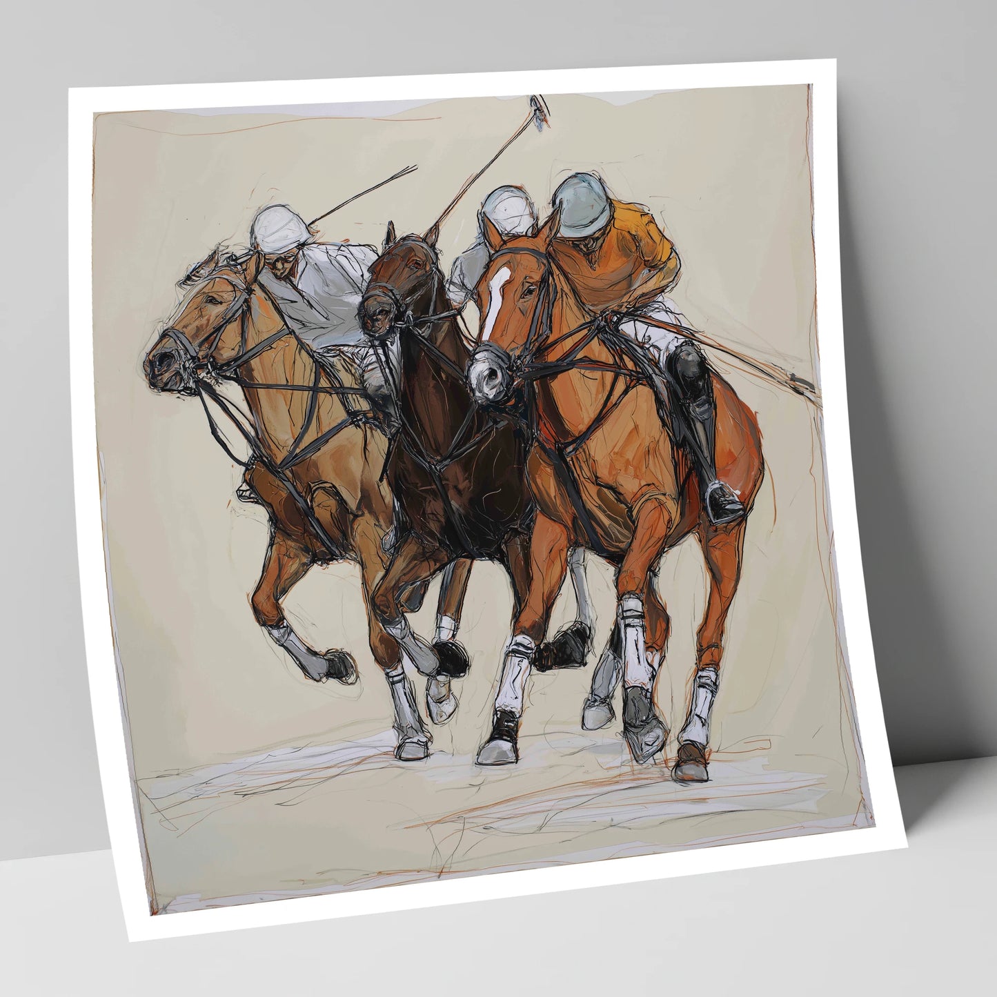 The Midfield Charge polo horse art print