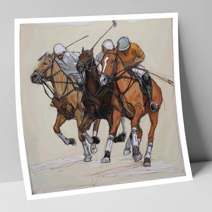 The Midfield Charge polo horse art print
