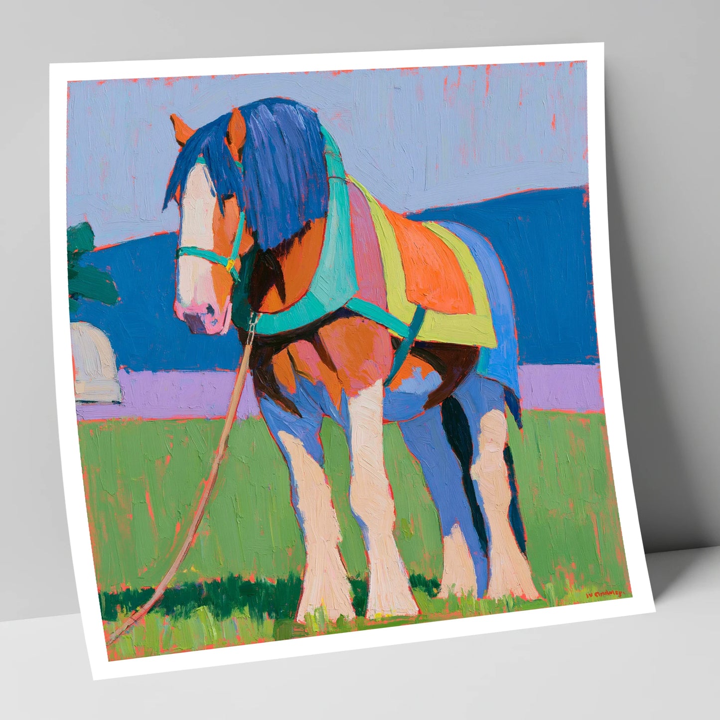 Colourful Heavy Horse In Harness horse breed art print