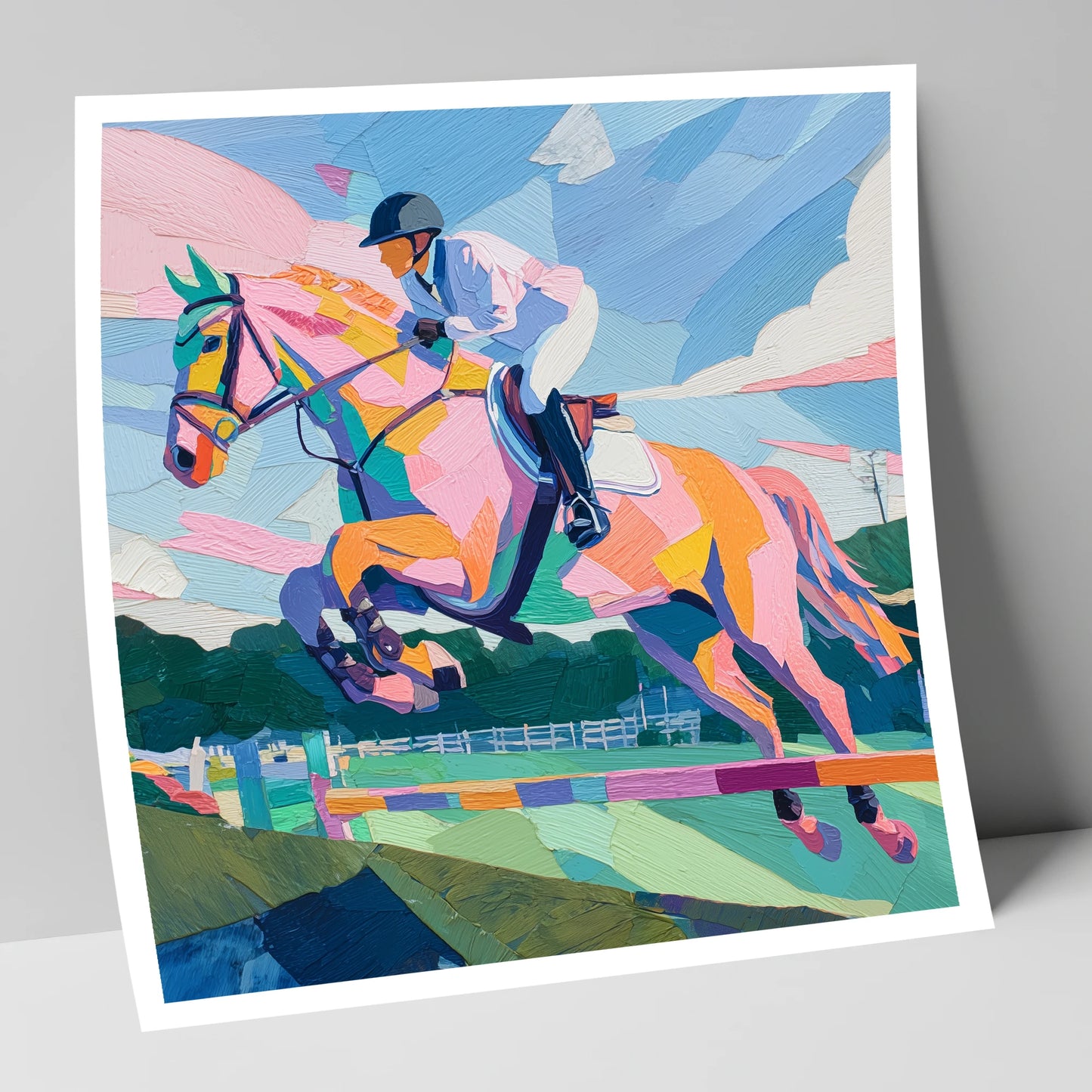 Kaleidoscope Leap show jumping horse art print