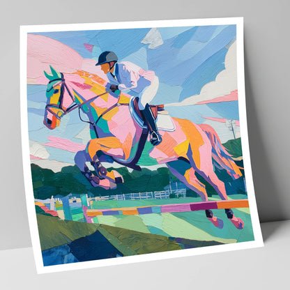 Kaleidoscope Leap show jumping horse art print