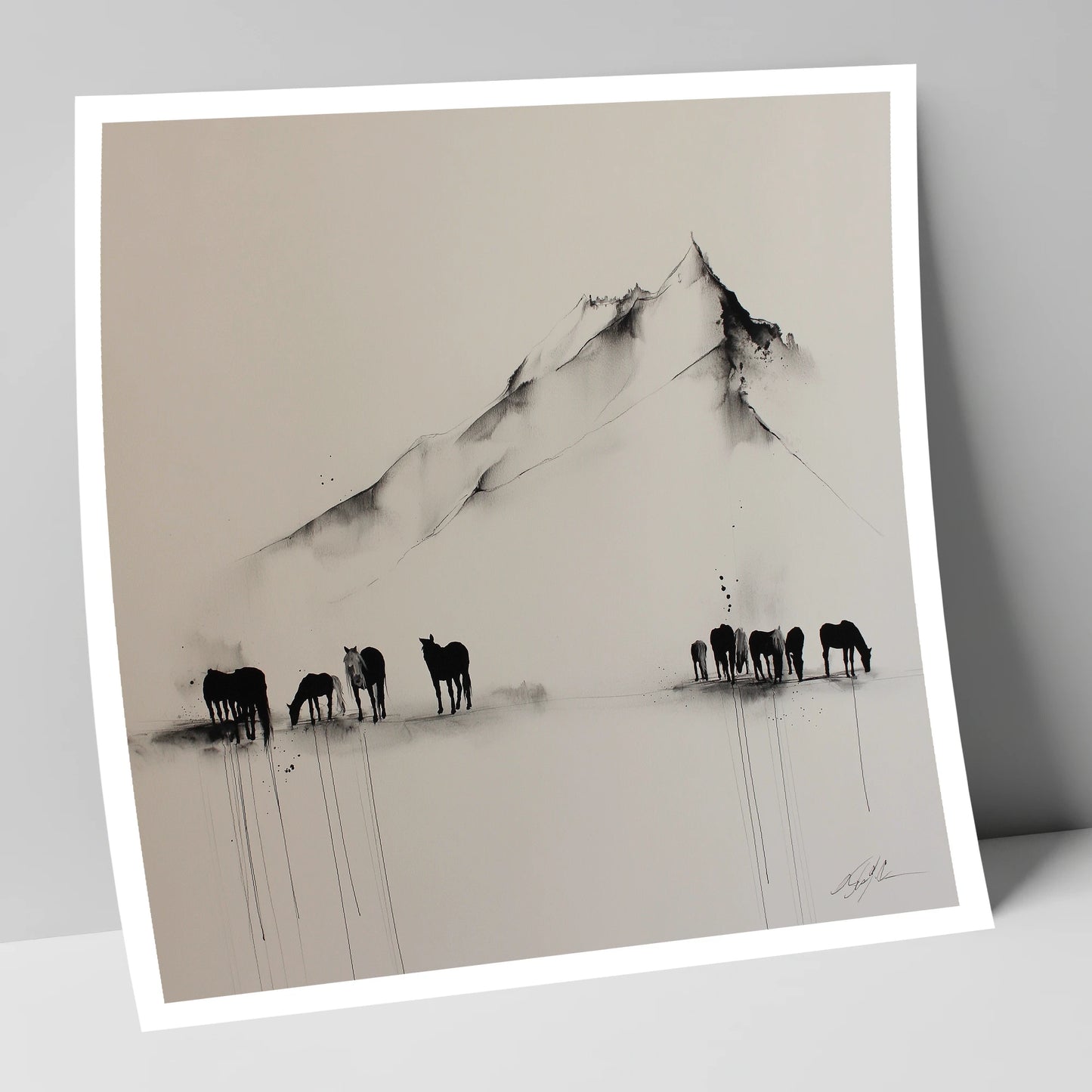 Ethereal Mountain Herd horse landscape art print
