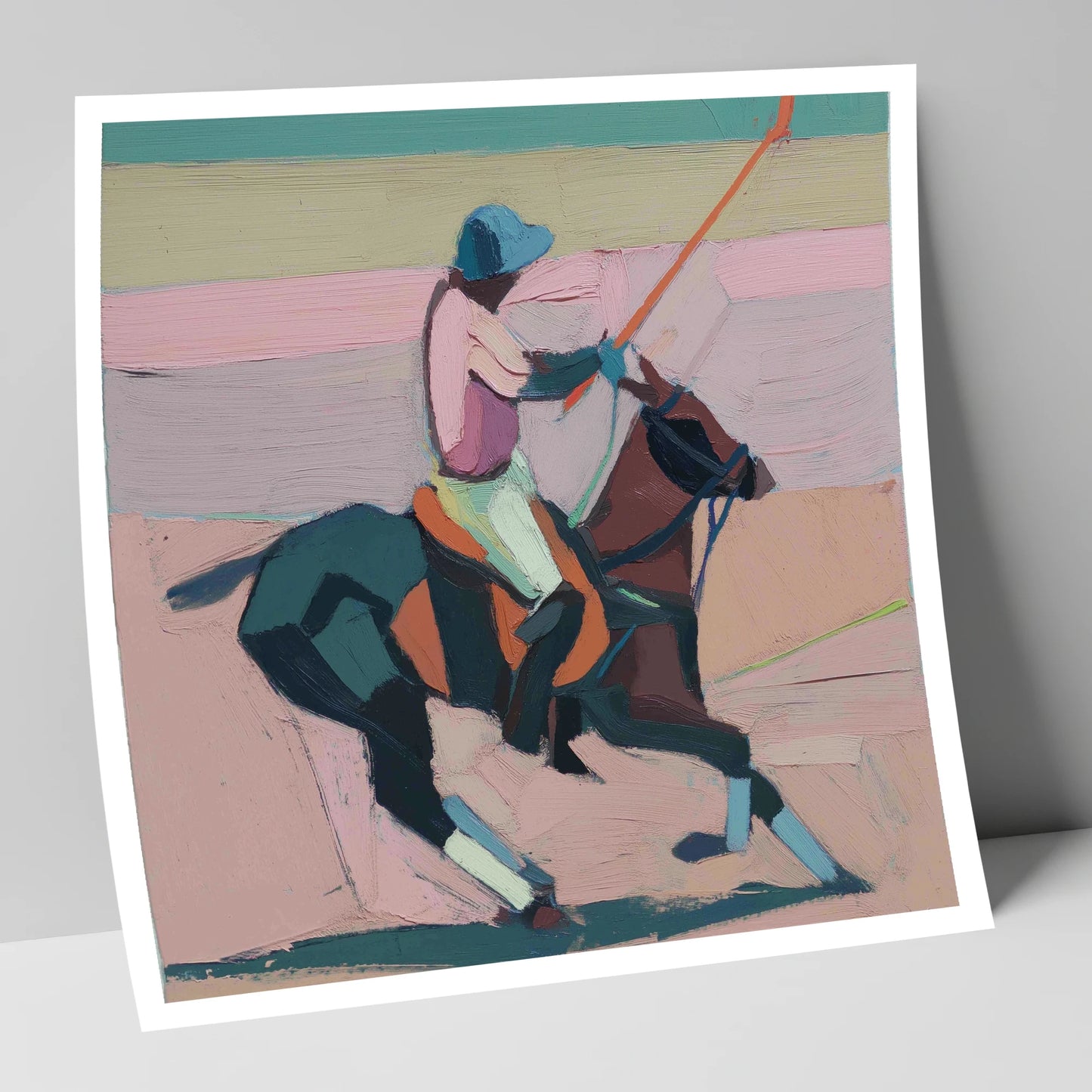 Dusty Rose Chukka polo horse art print