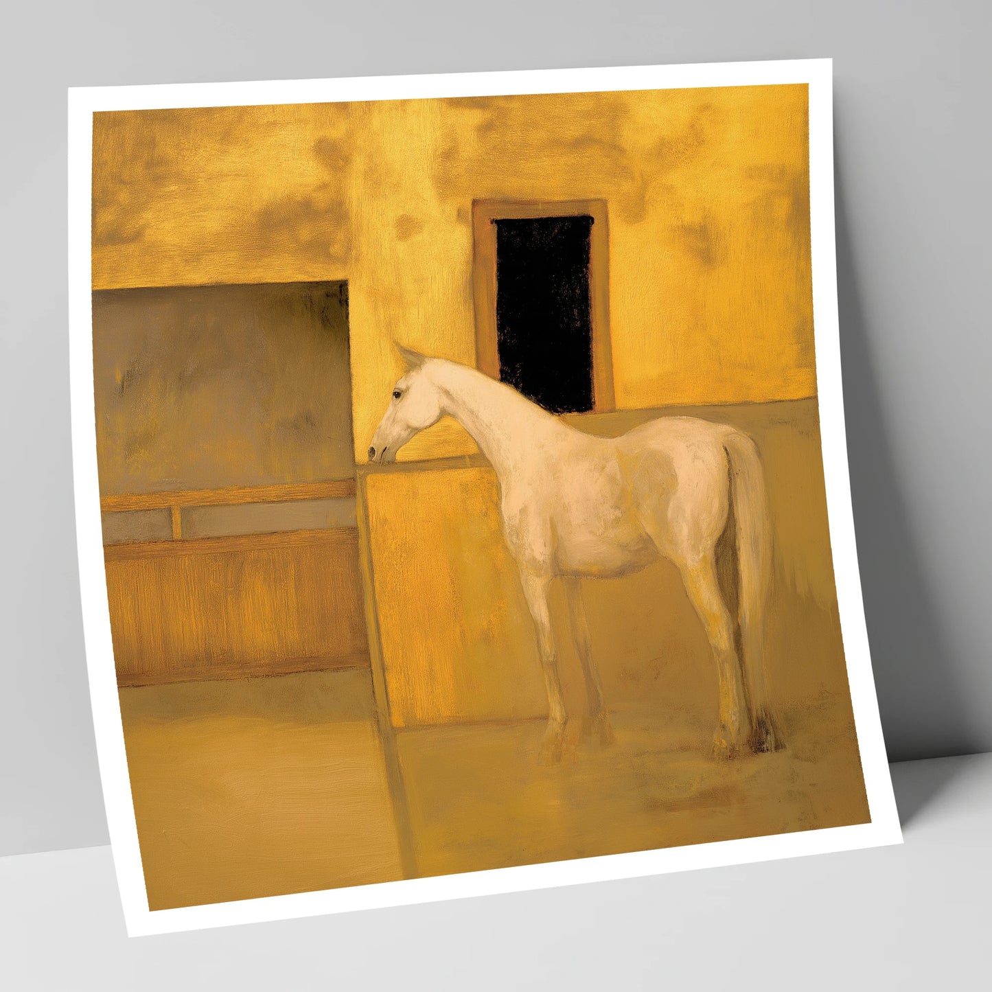Ochre and Cream horse stable art print