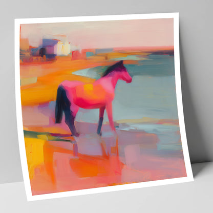 Vibrant Coastal Mirage horse landscape art print