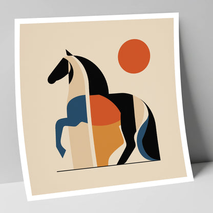 Mid-Century Equine Geometry horse portrait art print