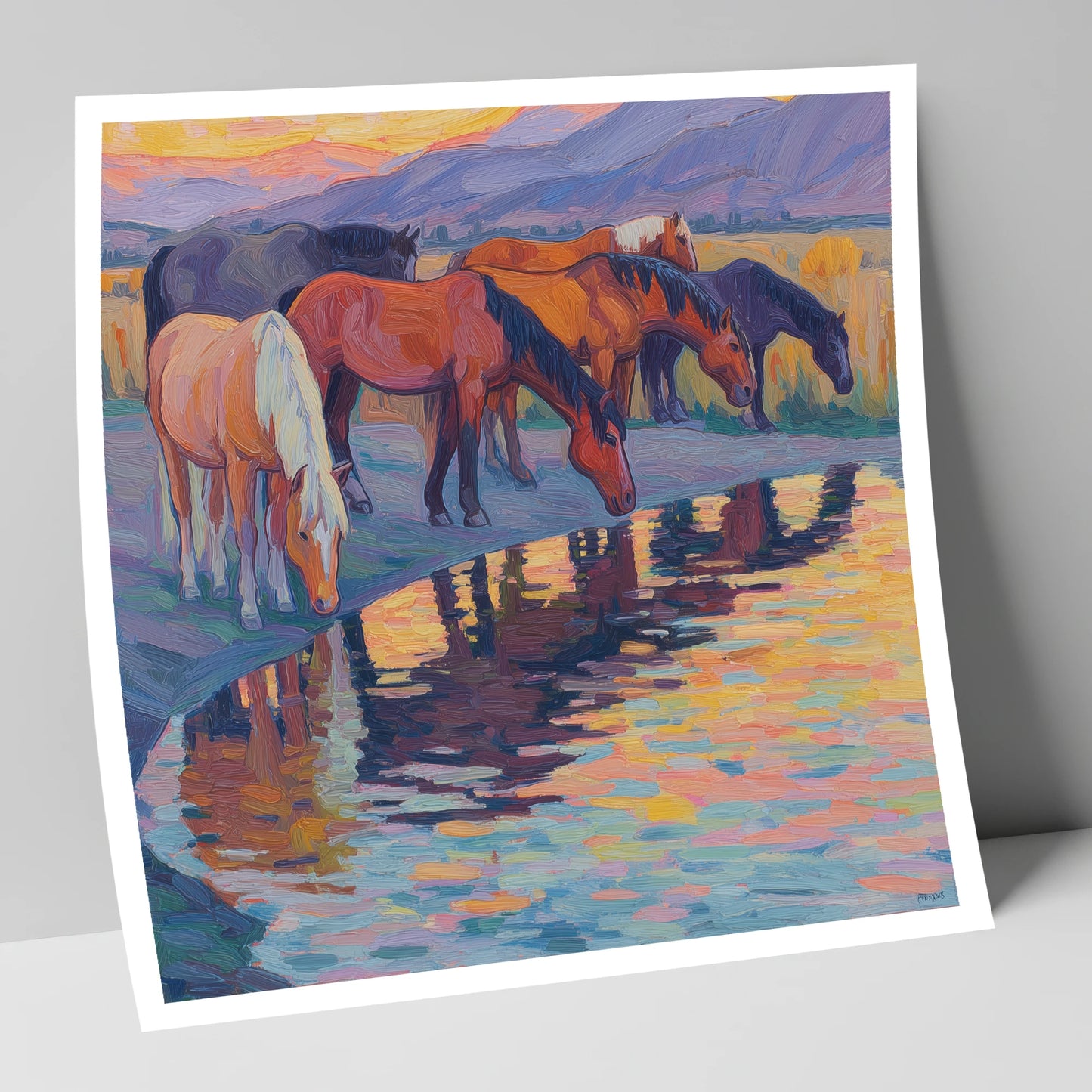 Reflections at Dusk wild horses art print