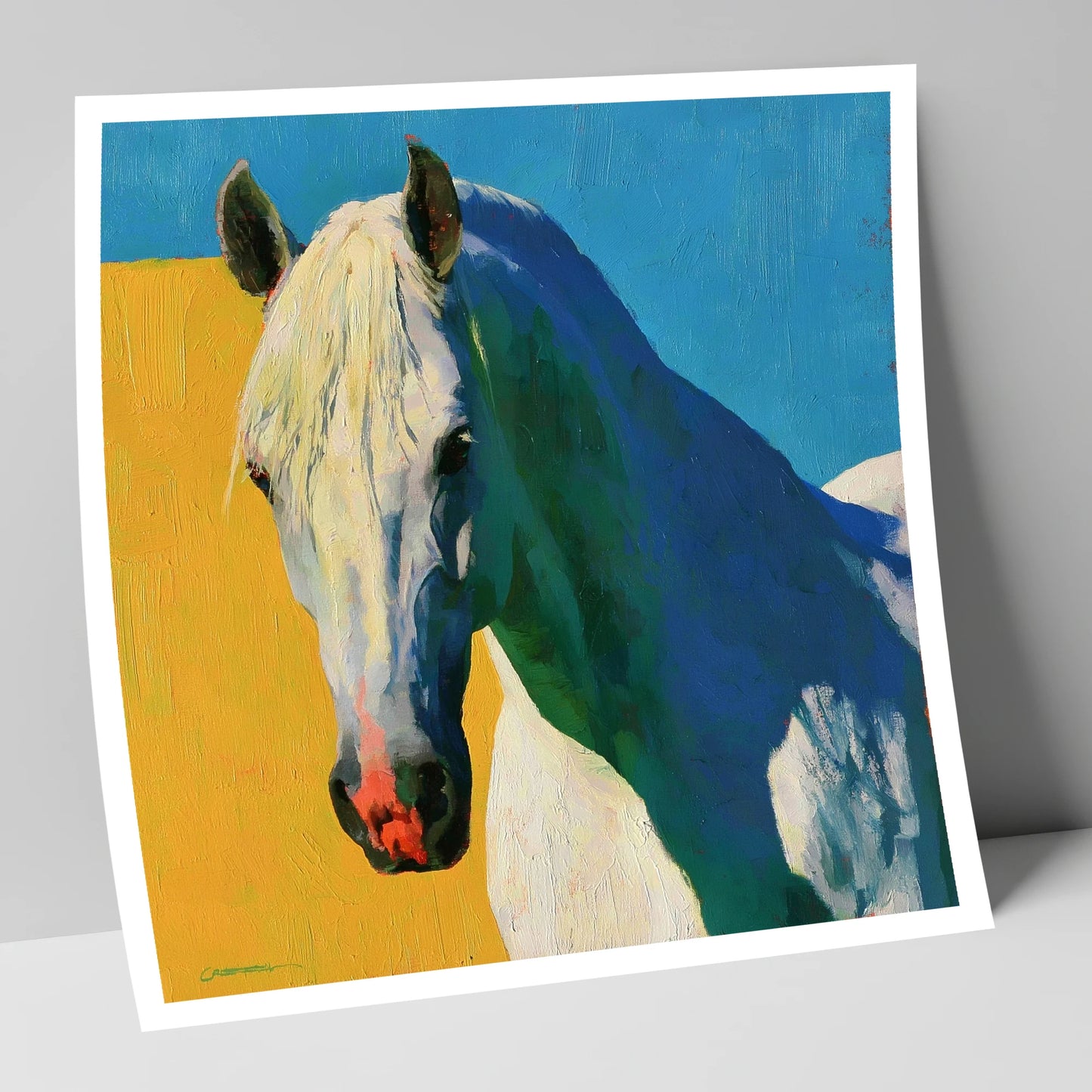 Grey Horse in Vibrant Sunlight horse breed art print