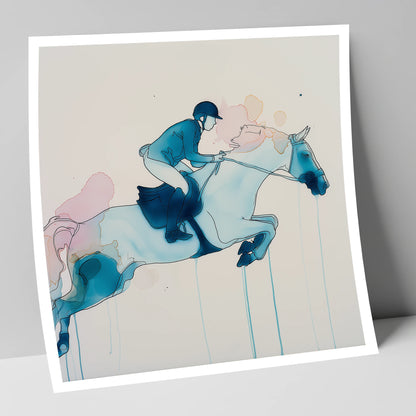 Cerulean Flight show jumping horse art print