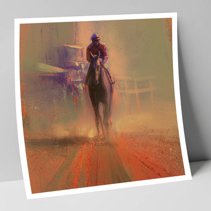 Emerging From The Dust racing horse art print