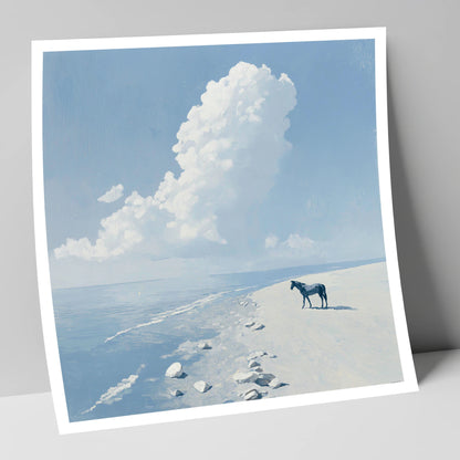 Solitary Coastal Watch horse landscape art print