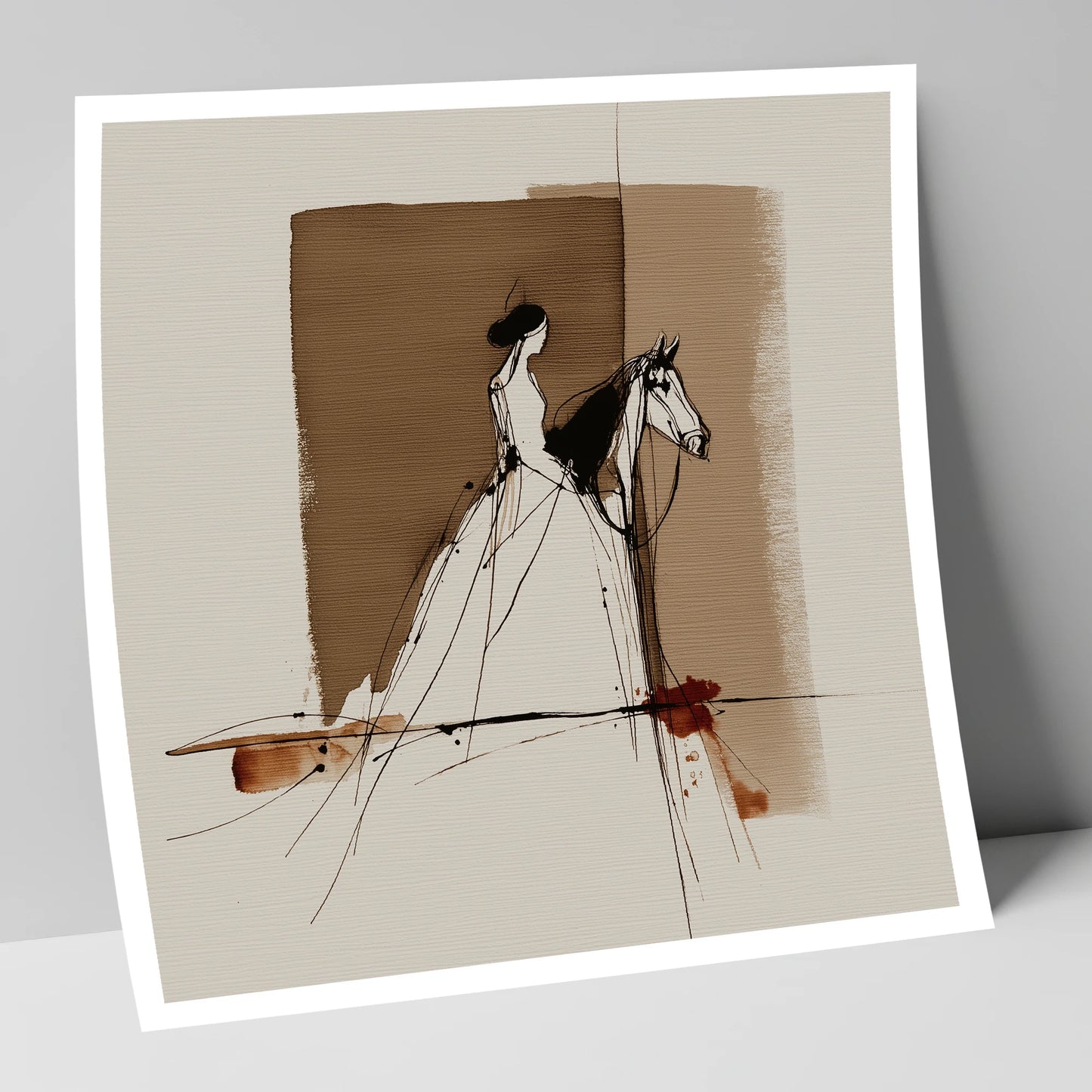 Bound in Sepia horse & rider art print