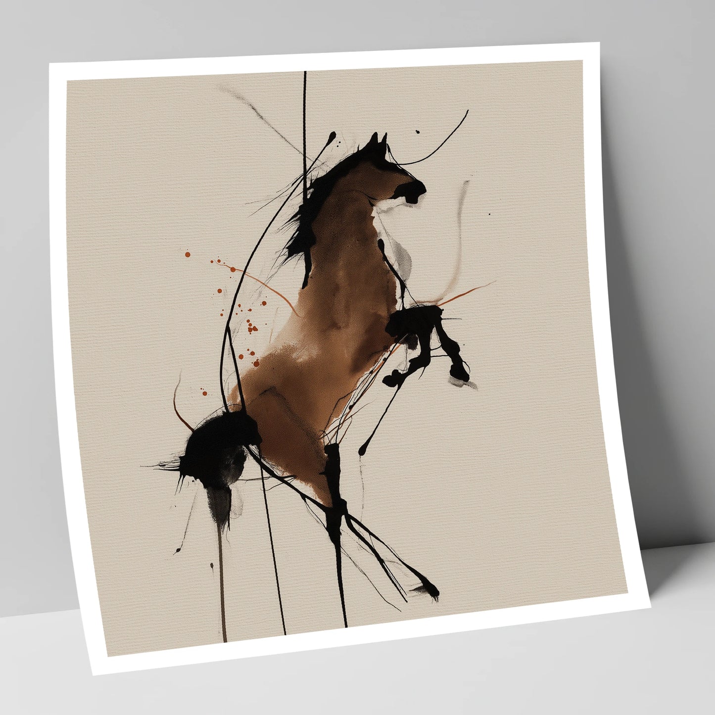 Dynamic Rearing Spirit horse portrait art print
