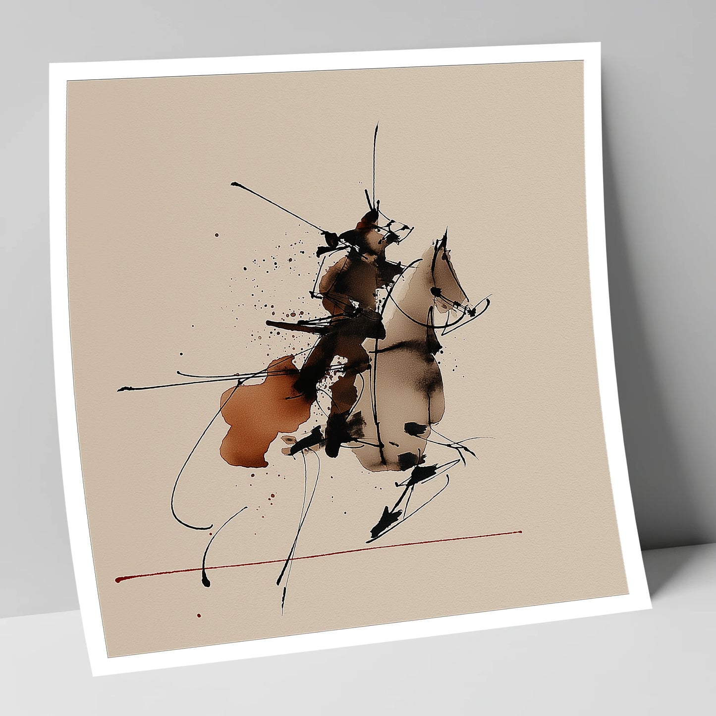 Abstract Momentum in Ink horse & rider art print