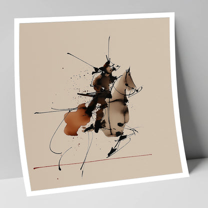 Abstract Momentum in Ink horse & rider art print