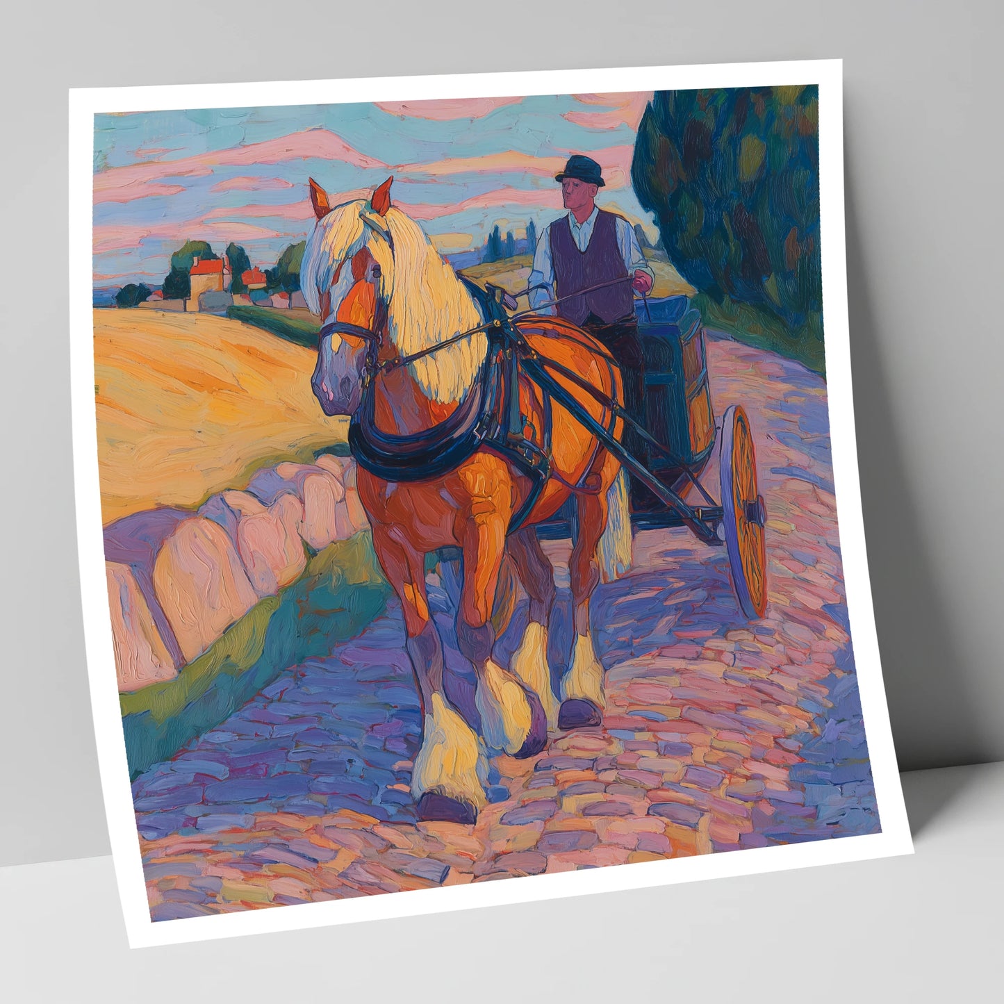 Evening Draught on Cobbles working horse art print