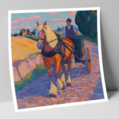 Evening Draught on Cobbles working horse art print
