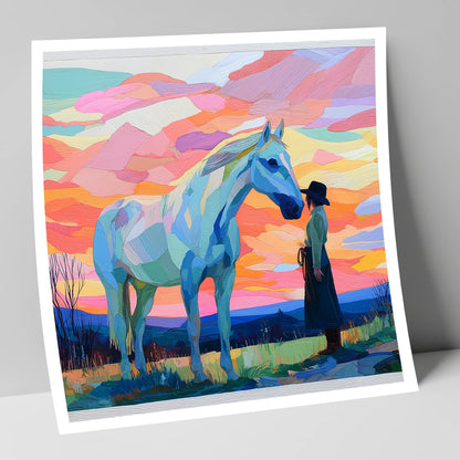 Vibrant Horizon Partnership horse & rider art print