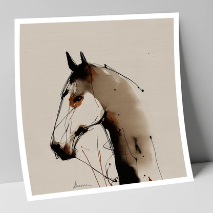 Sepia Ink Silhouette horse portrait art print