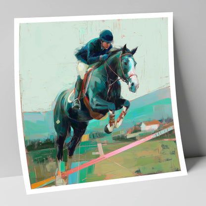 Midnight Flight show jumping horse art print