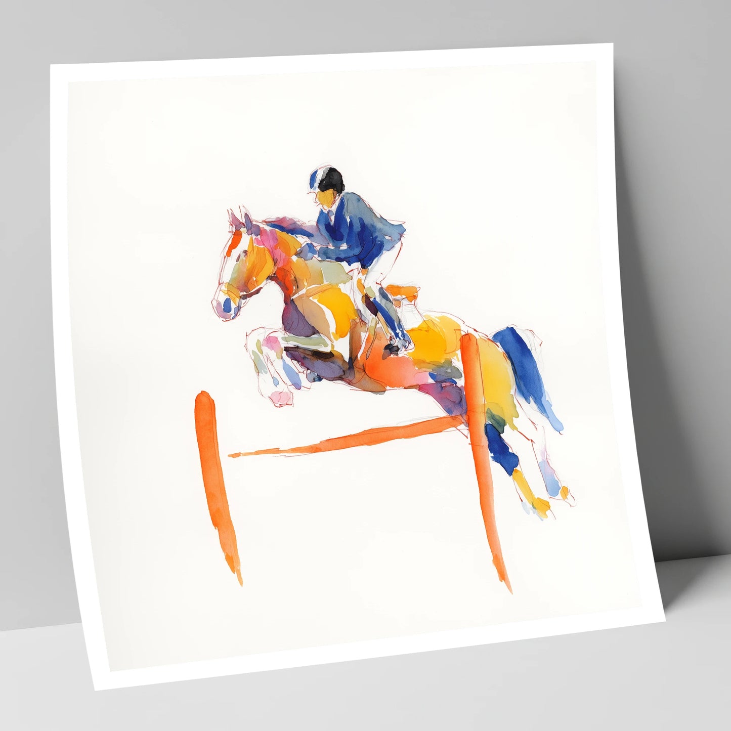 Vibrant Clear Round show jumping horse art print