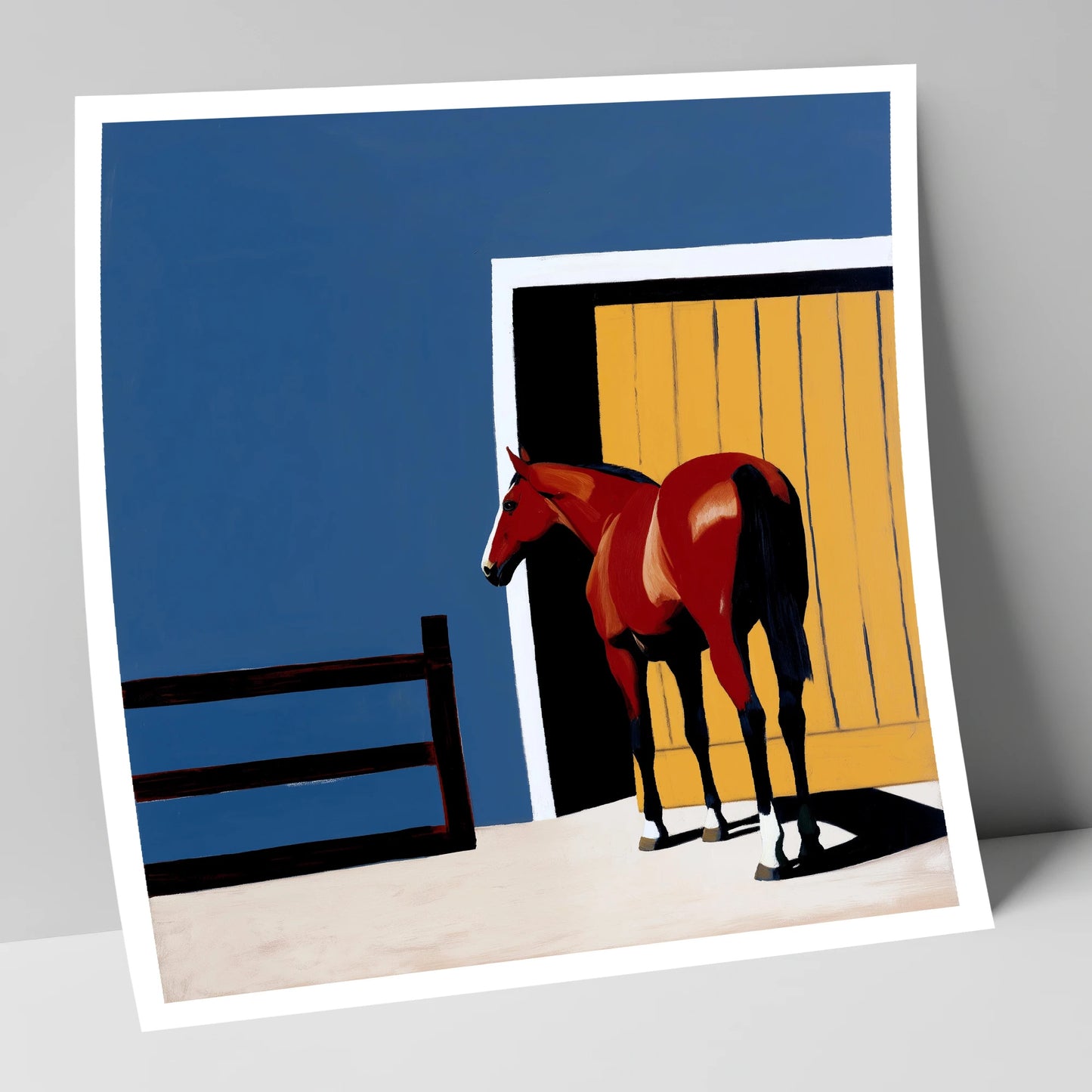 Chestnut at the Door horse stable art print