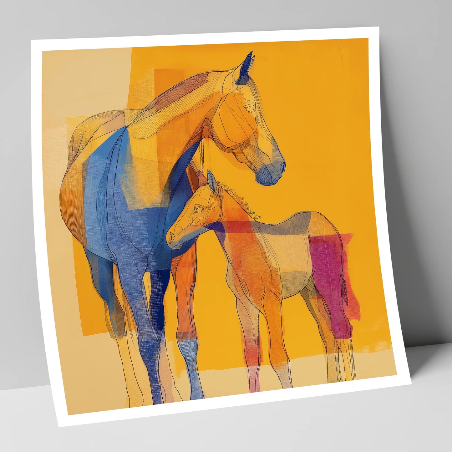 Vibrant Amber Kinship mare & foal art print