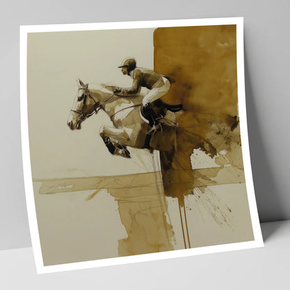 Airborne in Sepia show jumping horse art print