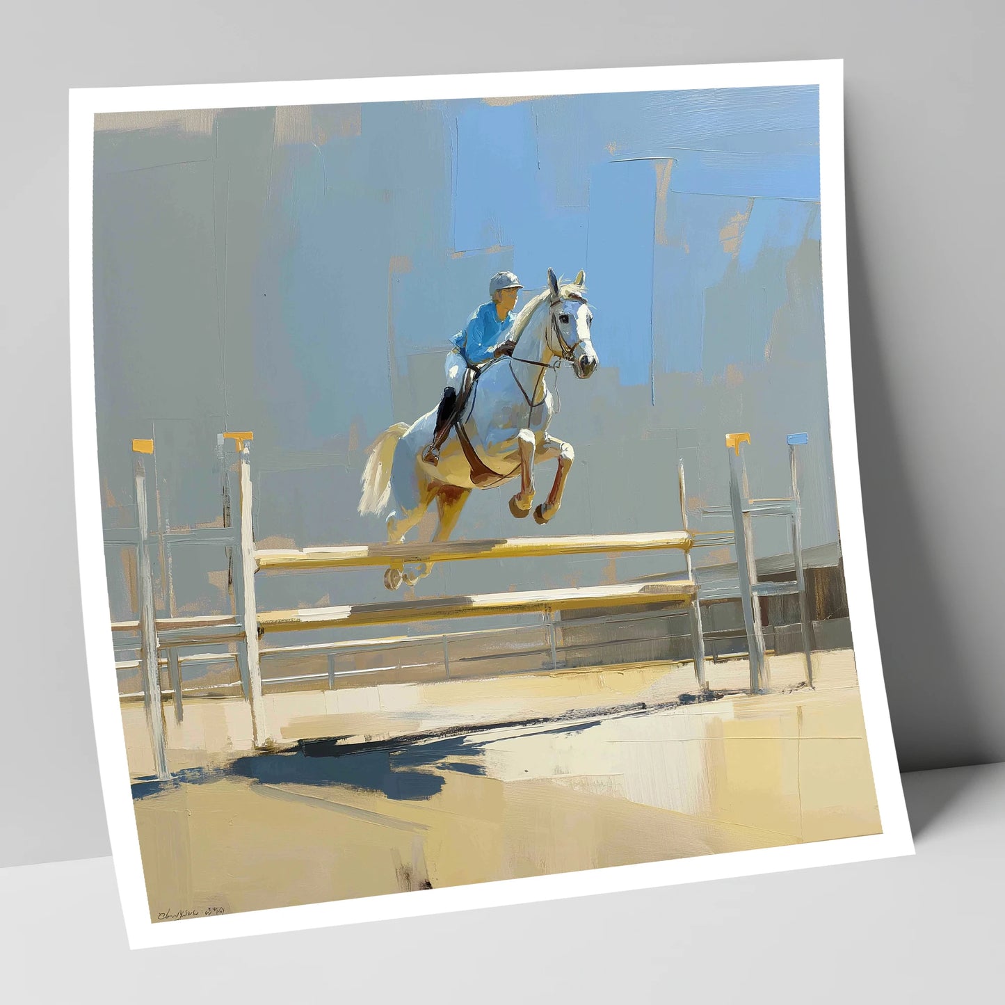 Sunlit Flight show jumping horse art print