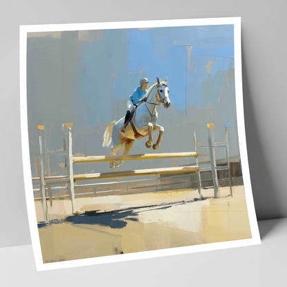 Sunlit Flight show jumping horse art print