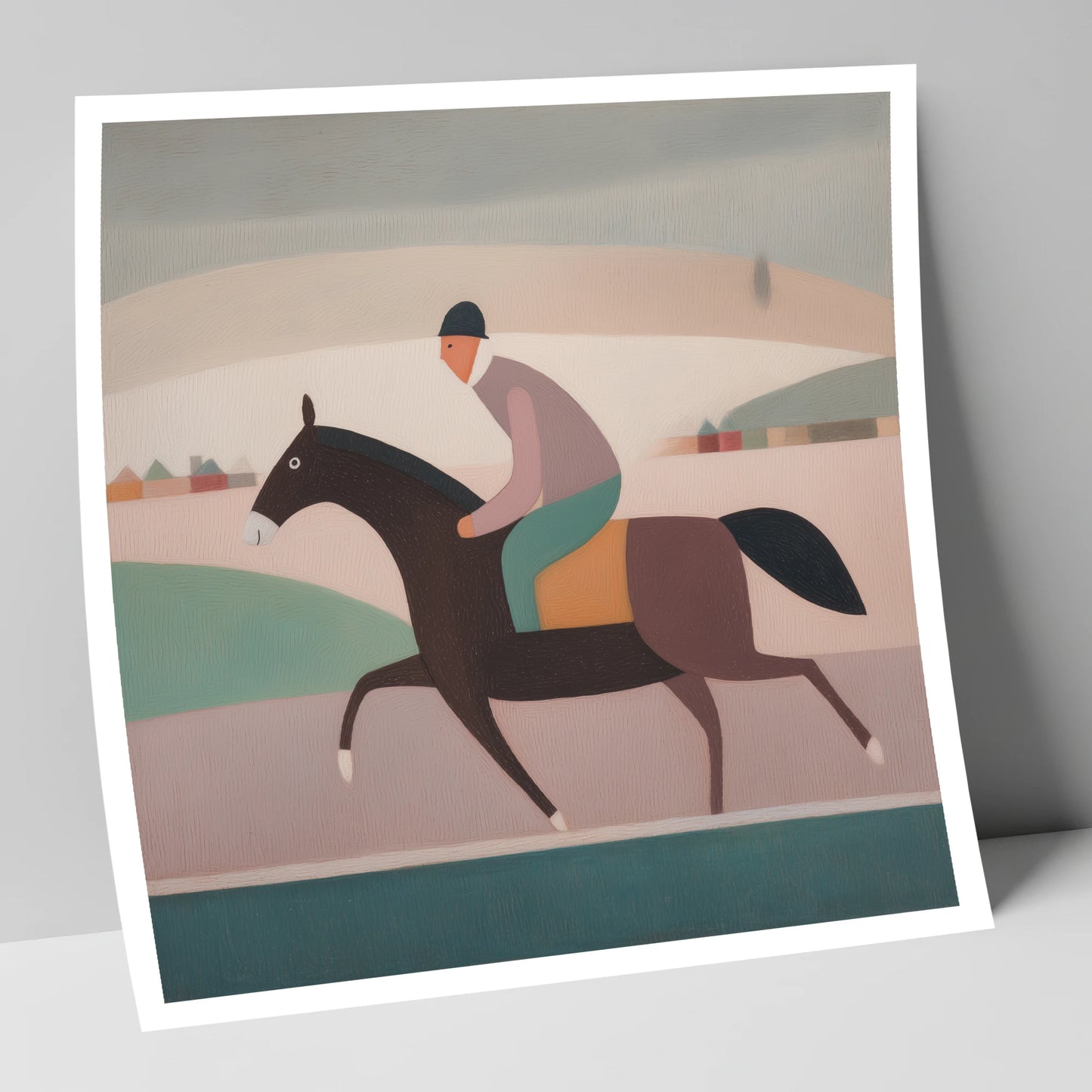 Muted Morning Canter racing horse art print