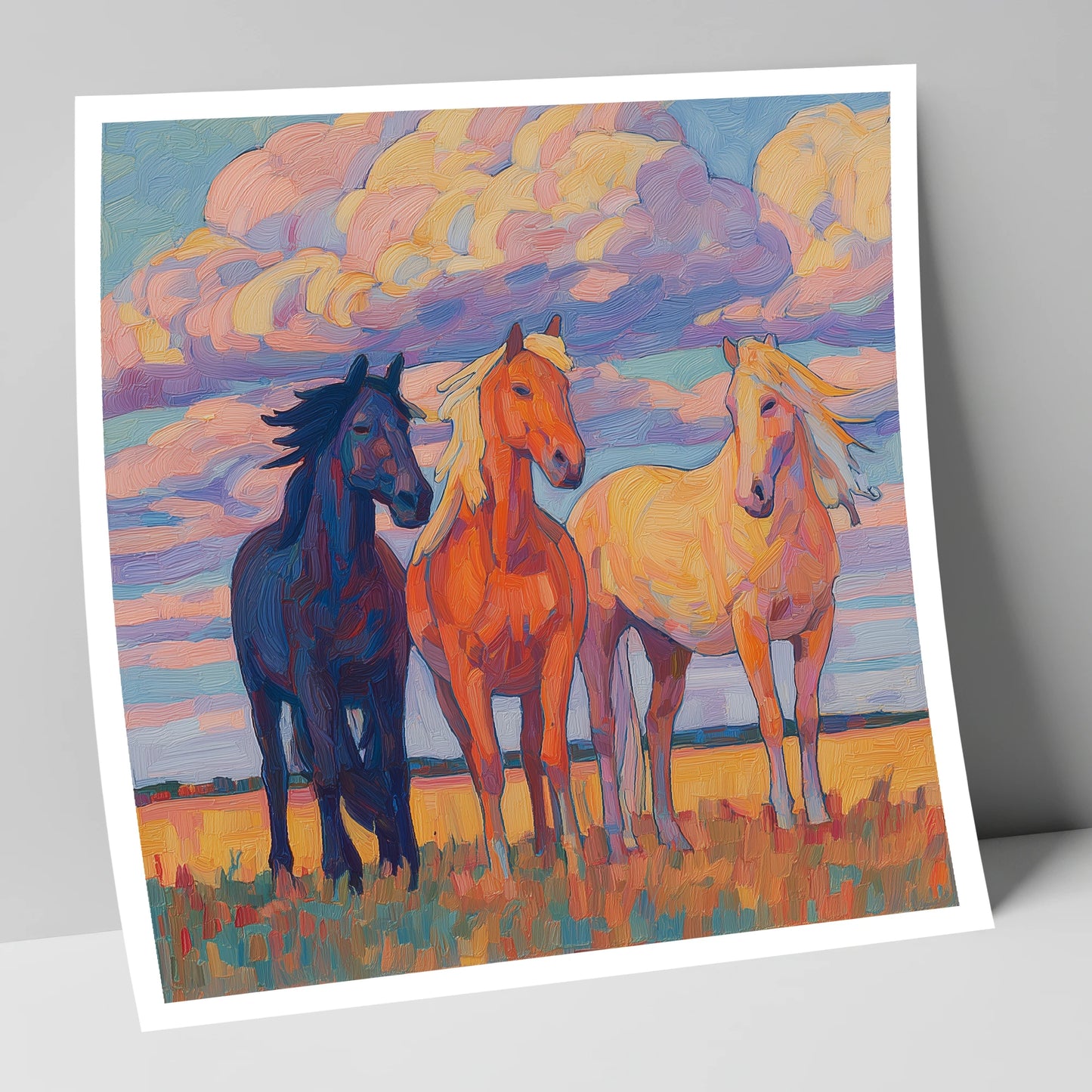 Three Under Painted Skies horse landscape art print