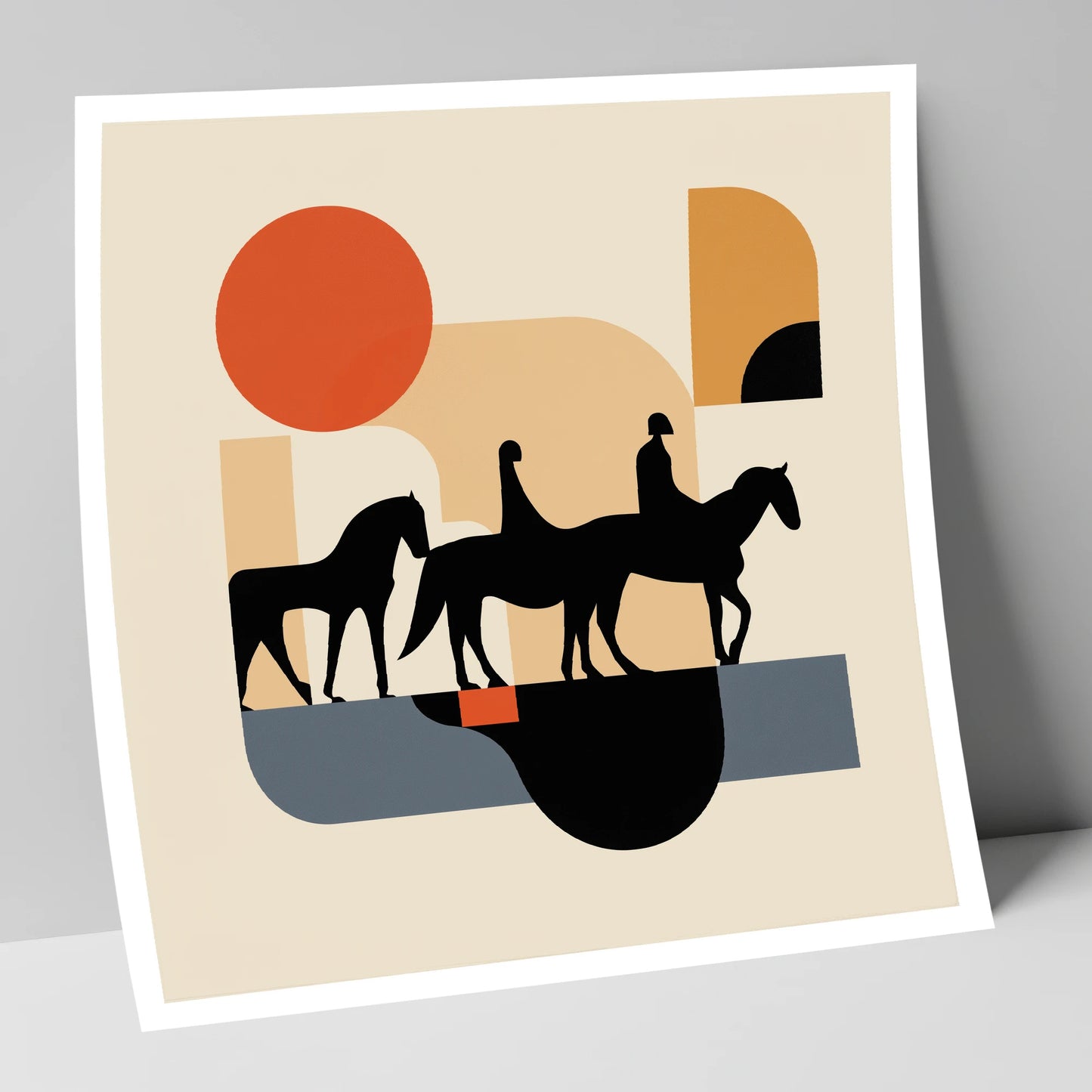 Retro Equine Trail horse landscape art print