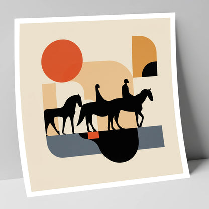 Retro Equine Trail horse landscape art print