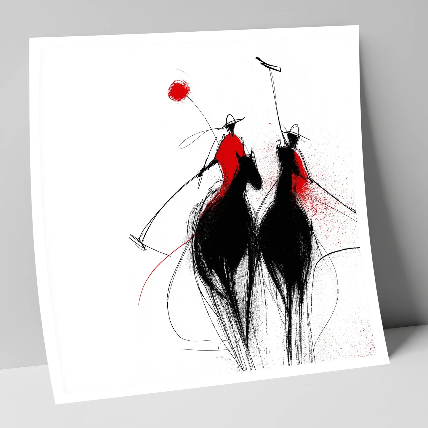 Crimson Chukka polo horse art print