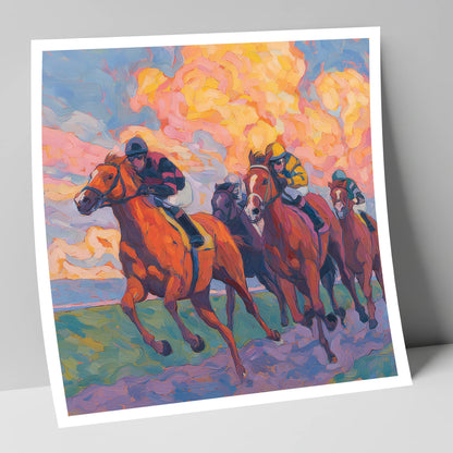 Thundering Sunset racing horse art print