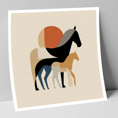 Geometric Equine Bond mare & foal art print