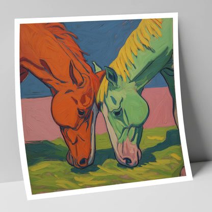 Painted Pasture Companions horse portrait art print