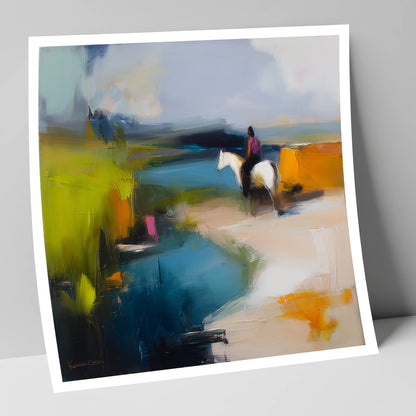 Vibrant Shoreline Hack beach horse art print