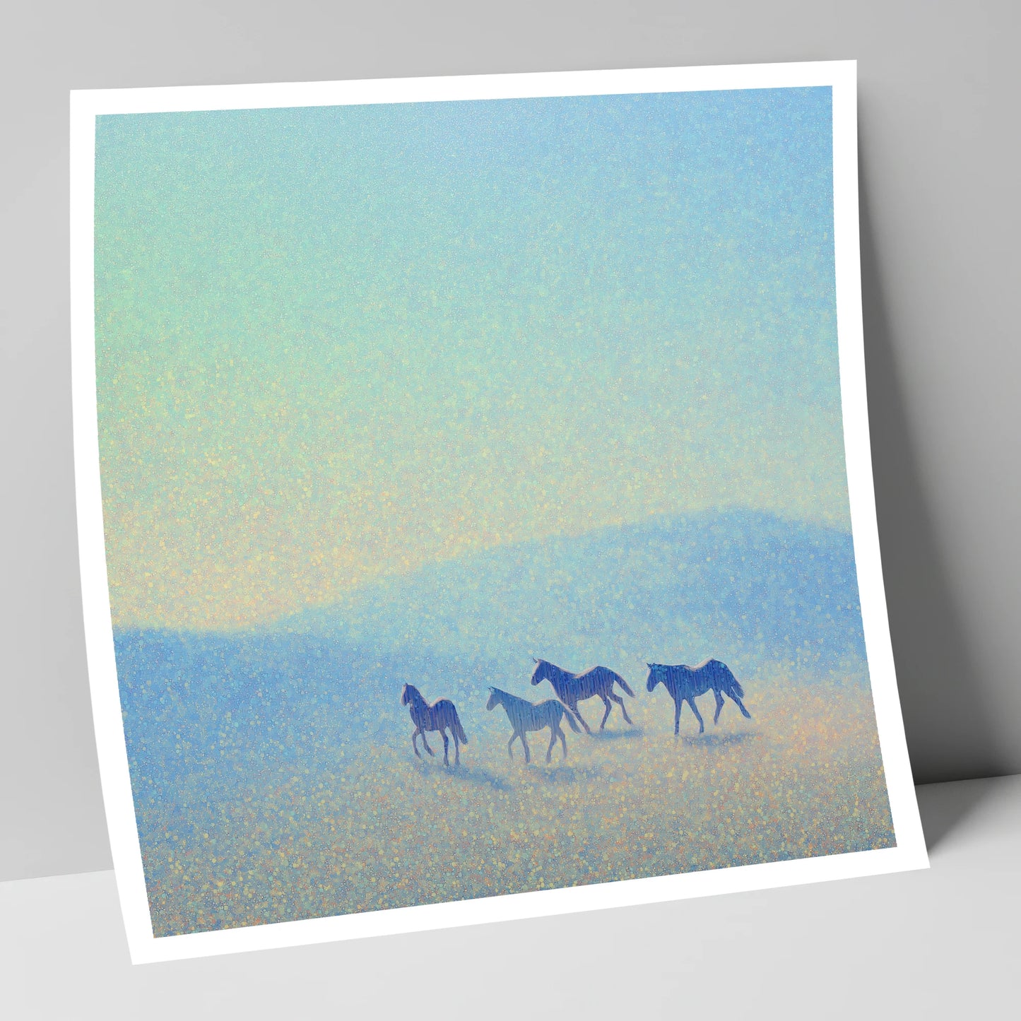 Ethereal Blue Herd wild horses art print