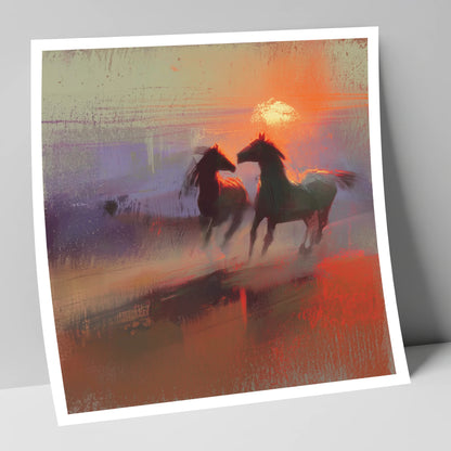 Untamed at Dusk wild horses art print