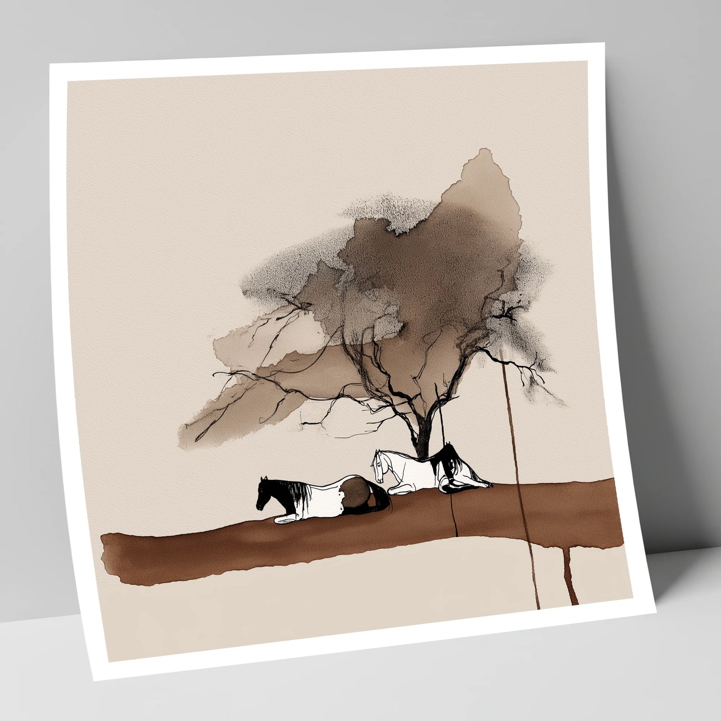 Resting Under the Canopy horse landscape art print