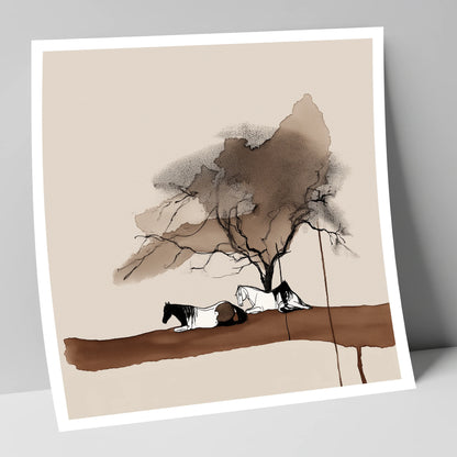 Resting Under the Canopy horse landscape art print