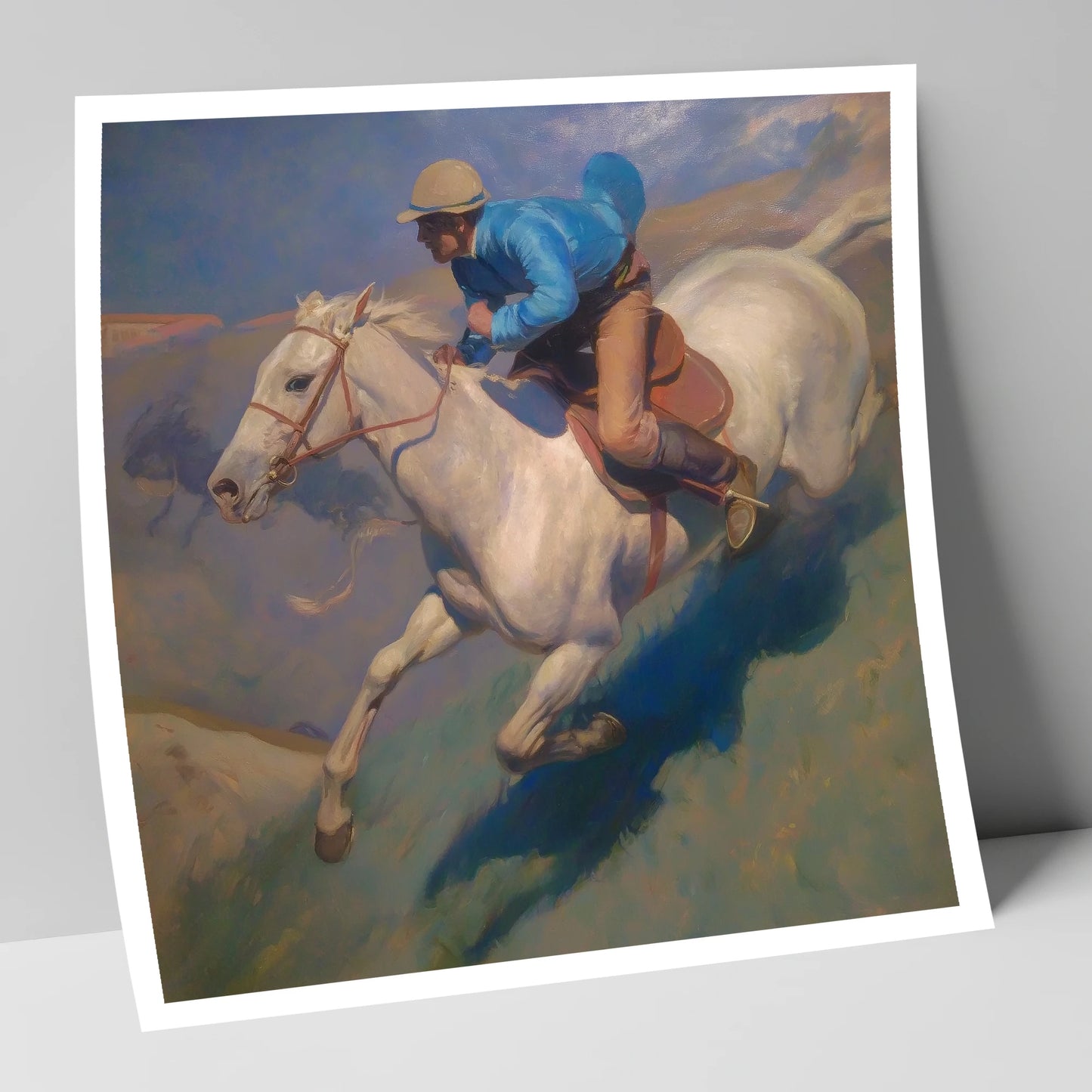 Cerulean Gallop racing horse art print